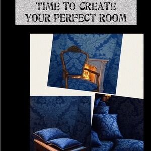 Vintage Kravet Damask Fabric Blue